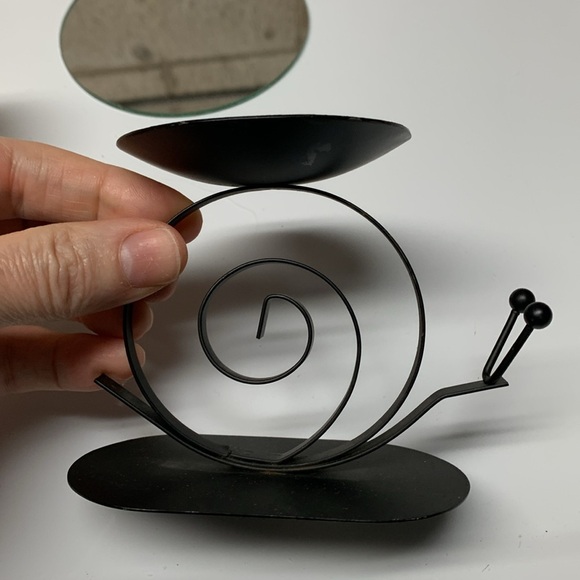 Vintage Metal Snail Candle holder w/ vanilla candle and mirror - Picture 3 of 9